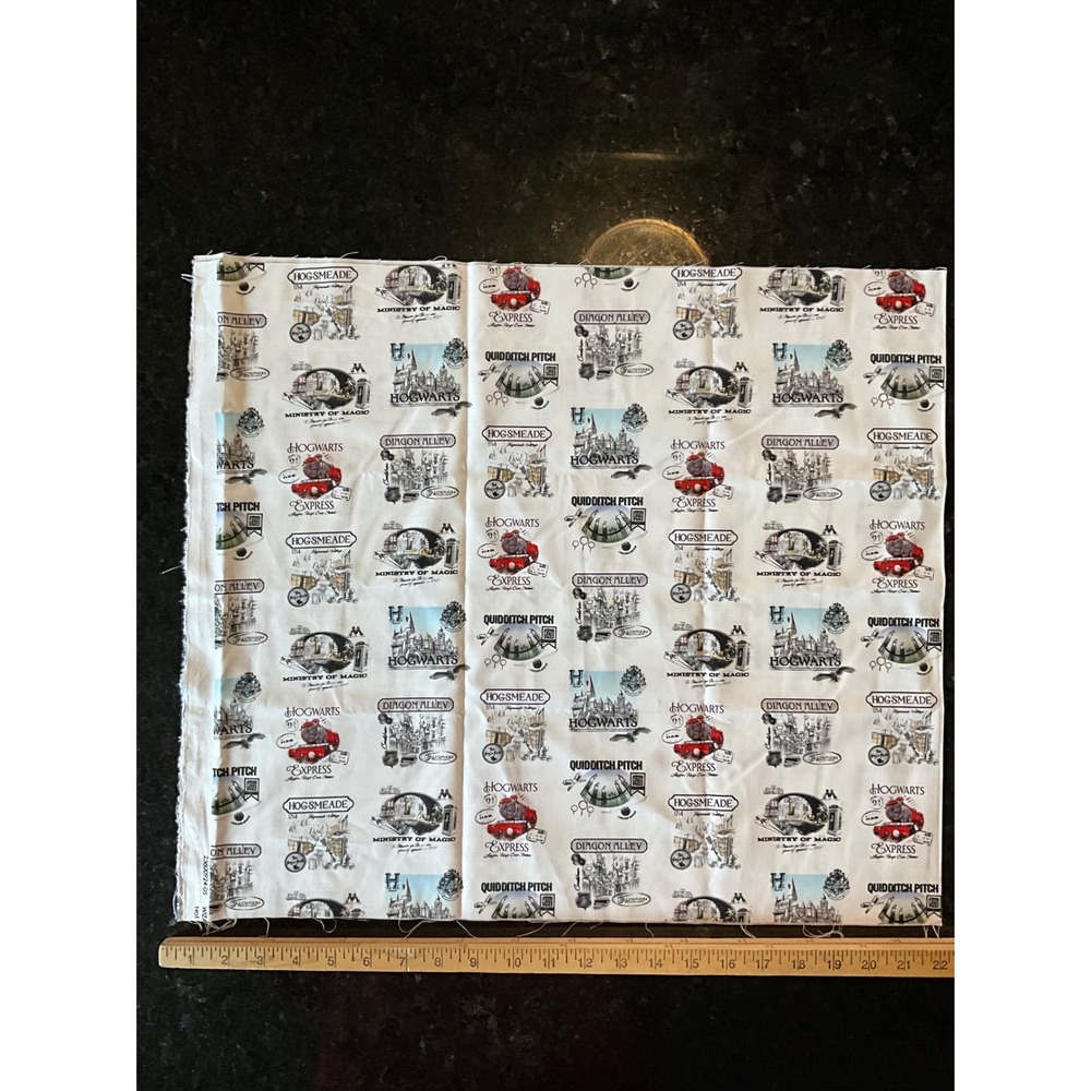 Harry Potter Wizarding World Cotton Fabric Remnant Hogwarts Diagon Alley 21x18
